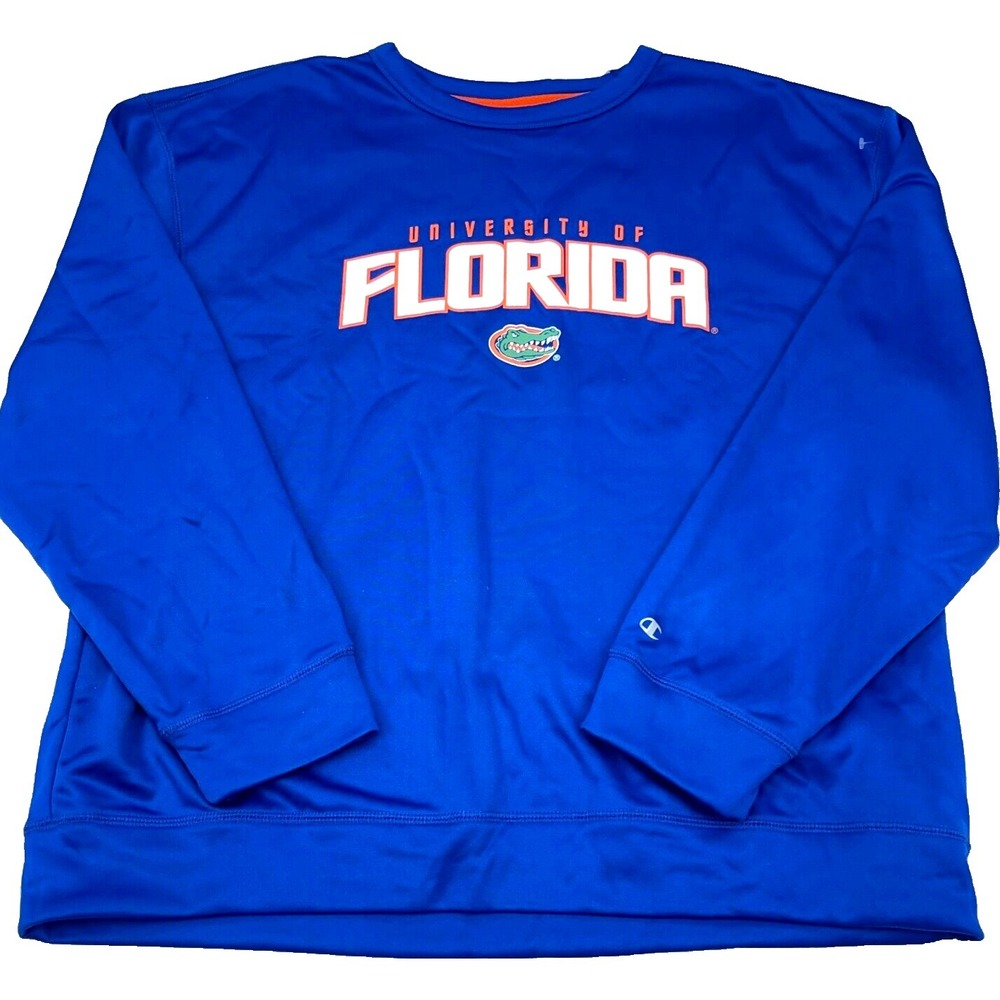Florida Gators Sweatshirt Men XL Blue Crew Neck Performance Sweater Spell Out LL